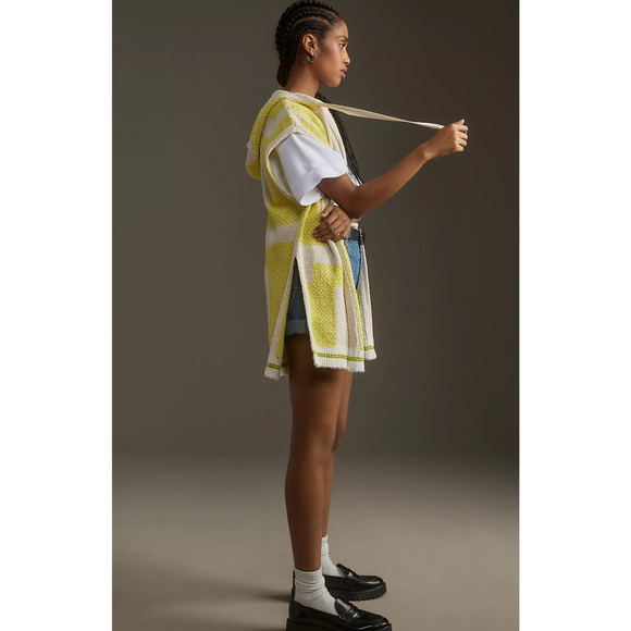 Anthropologie Fringe Hooded Sweater Vest - New Medium - Picture 3 of 5